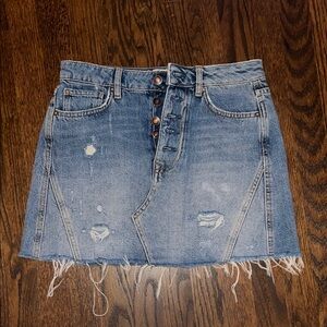 We The Free Asymmetrical Blue Mini Skirt